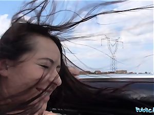 PublicAgent scorching ebony haired Russian romped on a car